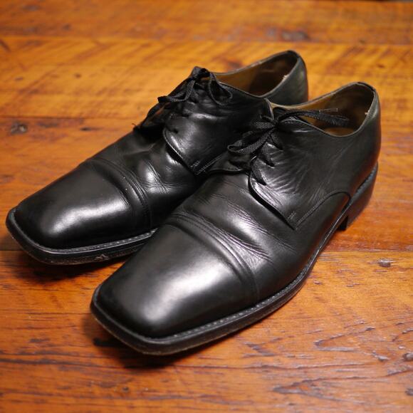 BARNEYS New York Black Leather Square Cap Toe Toe Dress Shoes Oxfords 11.5 46 main image 4